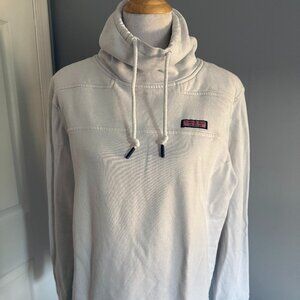 Vineyard Vines Womens Cowl Funnel Neck Distressed Sweatshirt